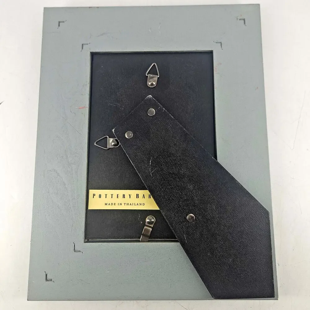 Pottery Barn picture Frame distressed fluted weathered blue grey wood